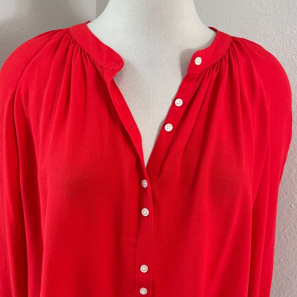 NEW J Crew Womens Large Red Blouse Viscose Long‎ Sleeve Shirt Top - Picture 2 of 9